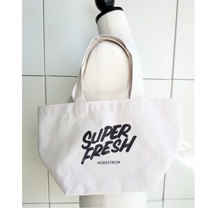 Nordstrom Super Fresh Canvas Tote Cream Beige Reusable Shopping Mini Lunch Bag